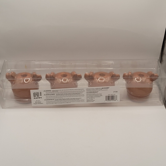 Ceramic Reindeer Taper Candle Holders Set of 4 NIB - Picture 9 of 9